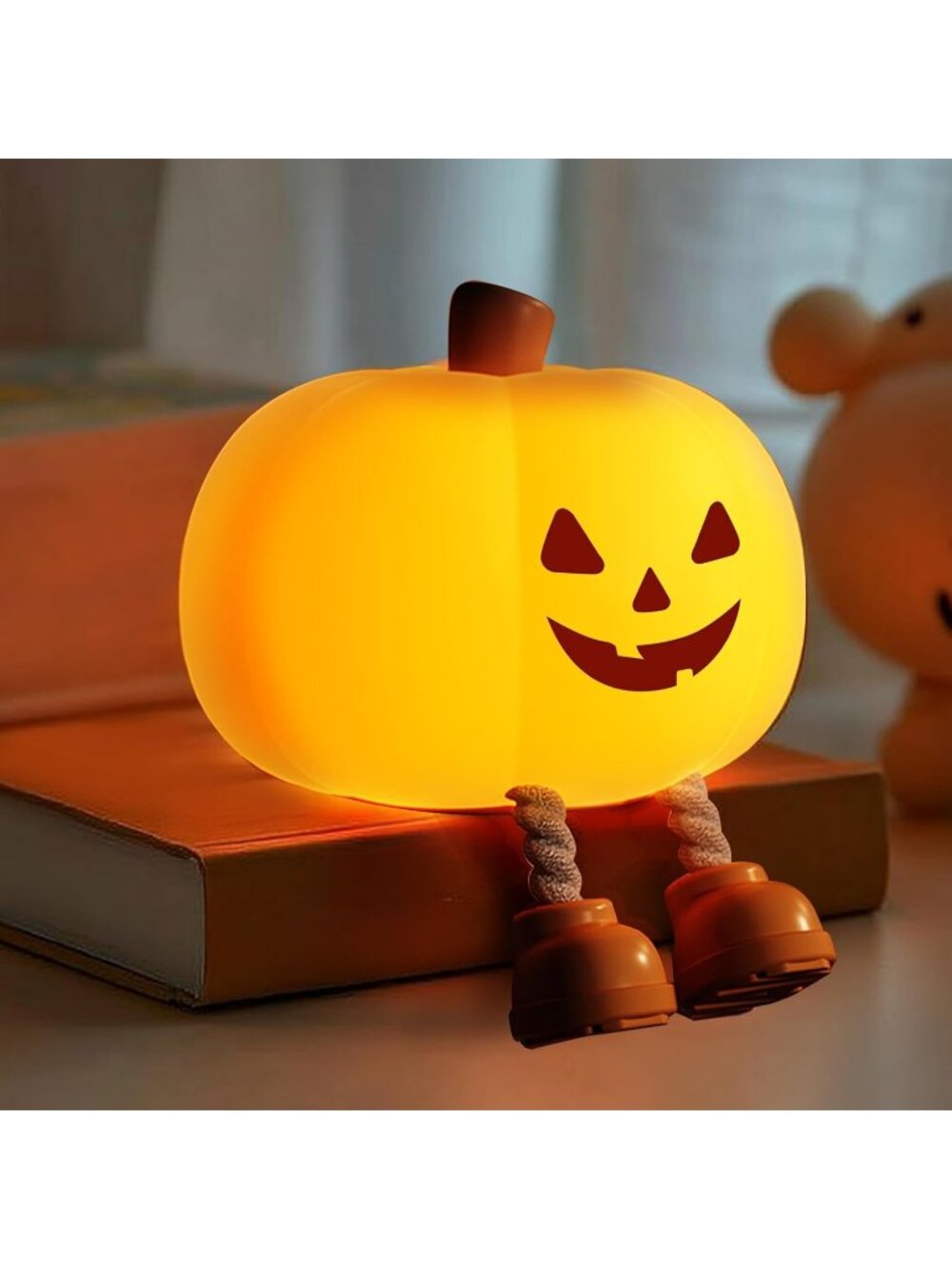 🎃Orange Grinning Pumpkin  Night Light Rechargeable for Nursery Bedroom Light